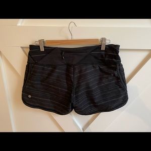 LuluLemon shorts, size 8 black w/ grey stripes.